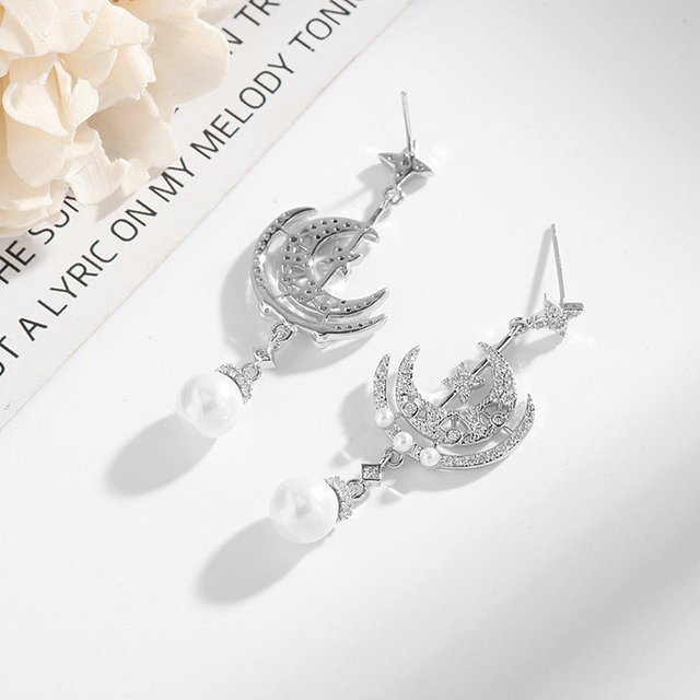 Kolczyki wiszące perłowe z frędzlami, ozdobione cyrkoniami CZ - Wianko - 7