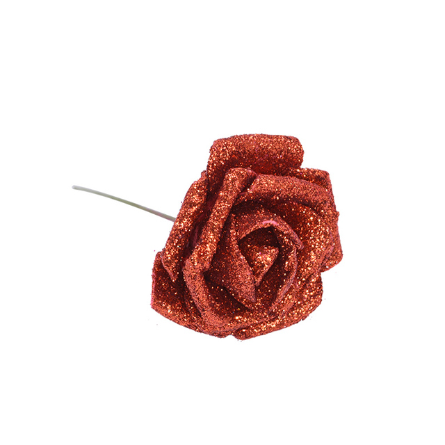 Sztuczne kwiaty brokatowe Rose, 10 sztuk, 6cm, idealne do dekoracji ślubnych, wienca, bukietów i rzemiosła - Wianko - 11