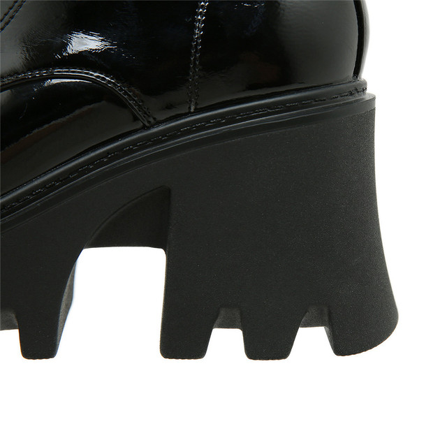 Kobiece buty minimalistyczne na pięcie z kwadratową koronką, platformą i sznurowaniem - Wianko - 58