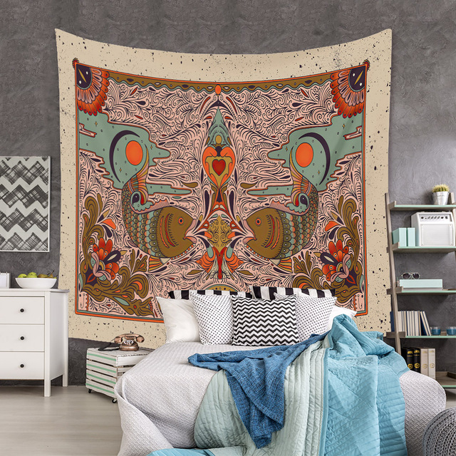 Gobeliny Czeskie Trippy Wall w stylu Hippie z kwiatową Mandala, indie gobelin ścienny abstrakcyjny, dywan artystyczny, dekoracja w stylu Boho na sofę, jogi - Wianko - 104