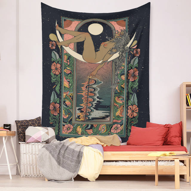 Gobeliny Czeskie Trippy Wall w stylu Hippie z kwiatową Mandala, indie gobelin ścienny abstrakcyjny, dywan artystyczny, dekoracja w stylu Boho na sofę, jogi - Wianko - 214