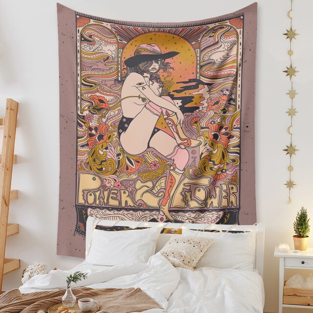 Gobeliny Czeskie Trippy Wall w stylu Hippie z kwiatową Mandala, indie gobelin ścienny abstrakcyjny, dywan artystyczny, dekoracja w stylu Boho na sofę, jogi - Wianko - 85