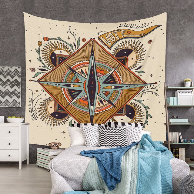 Gobeliny Czeskie Trippy Wall w stylu Hippie z kwiatową Mandala, indie gobelin ścienny abstrakcyjny, dywan artystyczny, dekoracja w stylu Boho na sofę, jogi - Wianko - 200