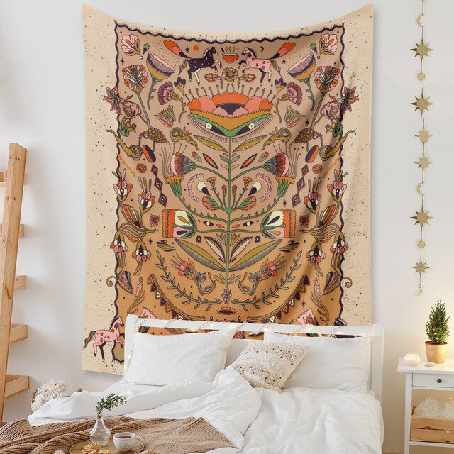 Gobeliny Czeskie Trippy Wall w stylu Hippie z kwiatową Mandala, indie gobelin ścienny abstrakcyjny, dywan artystyczny, dekoracja w stylu Boho na sofę, jogi - Wianko - 229