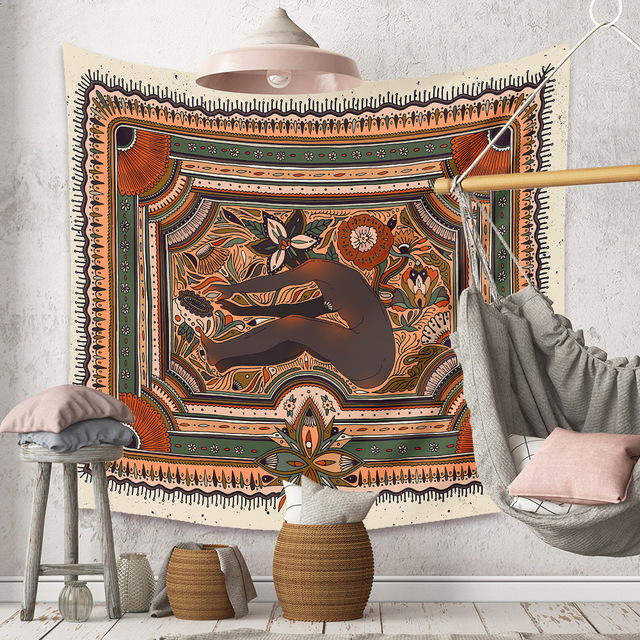 Gobeliny Czeskie Trippy Wall w stylu Hippie z kwiatową Mandala, indie gobelin ścienny abstrakcyjny, dywan artystyczny, dekoracja w stylu Boho na sofę, jogi - Wianko - 207
