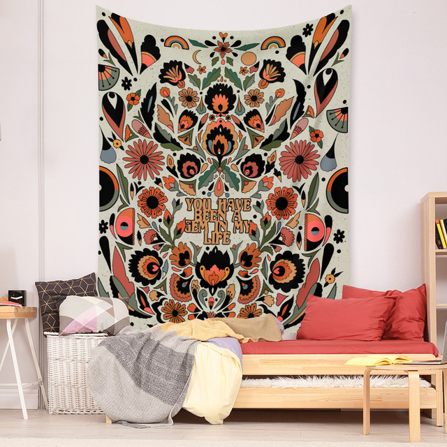 Gobeliny Czeskie Trippy Wall w stylu Hippie z kwiatową Mandala, indie gobelin ścienny abstrakcyjny, dywan artystyczny, dekoracja w stylu Boho na sofę, jogi - Wianko - 30