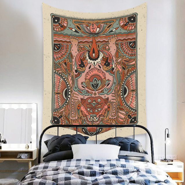Gobeliny Czeskie Trippy Wall w stylu Hippie z kwiatową Mandala, indie gobelin ścienny abstrakcyjny, dywan artystyczny, dekoracja w stylu Boho na sofę, jogi - Wianko - 159