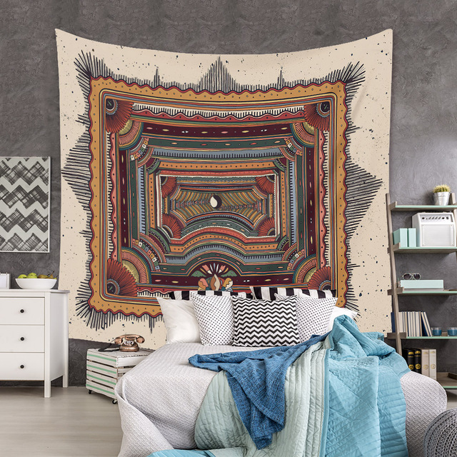 Gobeliny Czeskie Trippy Wall w stylu Hippie z kwiatową Mandala, indie gobelin ścienny abstrakcyjny, dywan artystyczny, dekoracja w stylu Boho na sofę, jogi - Wianko - 176