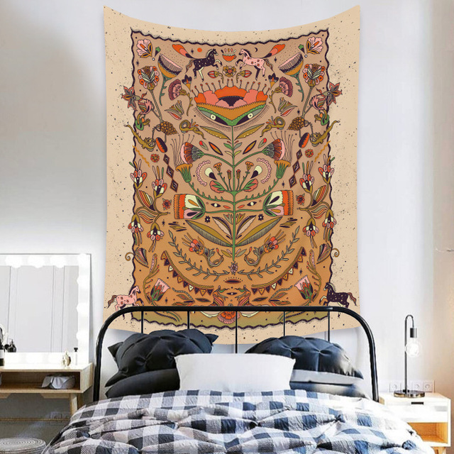 Gobeliny Czeskie Trippy Wall w stylu Hippie z kwiatową Mandala, indie gobelin ścienny abstrakcyjny, dywan artystyczny, dekoracja w stylu Boho na sofę, jogi - Wianko - 231
