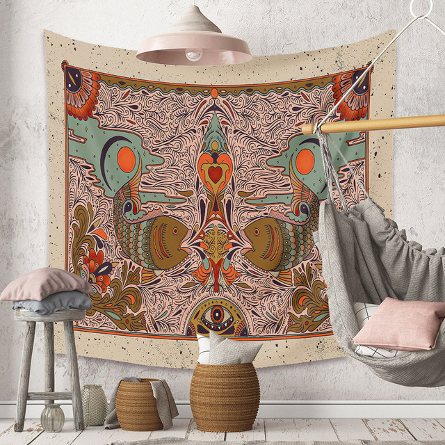 Gobeliny Czeskie Trippy Wall w stylu Hippie z kwiatową Mandala, indie gobelin ścienny abstrakcyjny, dywan artystyczny, dekoracja w stylu Boho na sofę, jogi - Wianko - 103