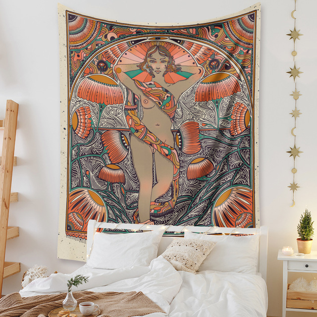 Gobeliny Czeskie Trippy Wall w stylu Hippie z kwiatową Mandala, indie gobelin ścienny abstrakcyjny, dywan artystyczny, dekoracja w stylu Boho na sofę, jogi - Wianko - 117