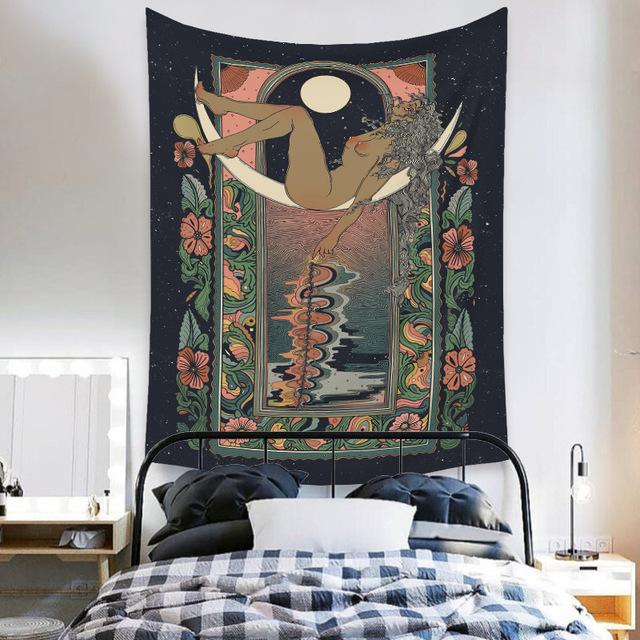 Gobeliny Czeskie Trippy Wall w stylu Hippie z kwiatową Mandala, indie gobelin ścienny abstrakcyjny, dywan artystyczny, dekoracja w stylu Boho na sofę, jogi - Wianko - 215
