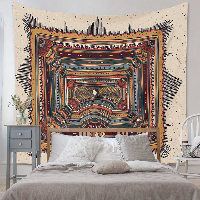 Gobeliny Czeskie Trippy Wall w stylu Hippie z kwiatową Mandala, indie gobelin ścienny abstrakcyjny, dywan artystyczny, dekoracja w stylu Boho na sofę, jogi - Wianko - 174