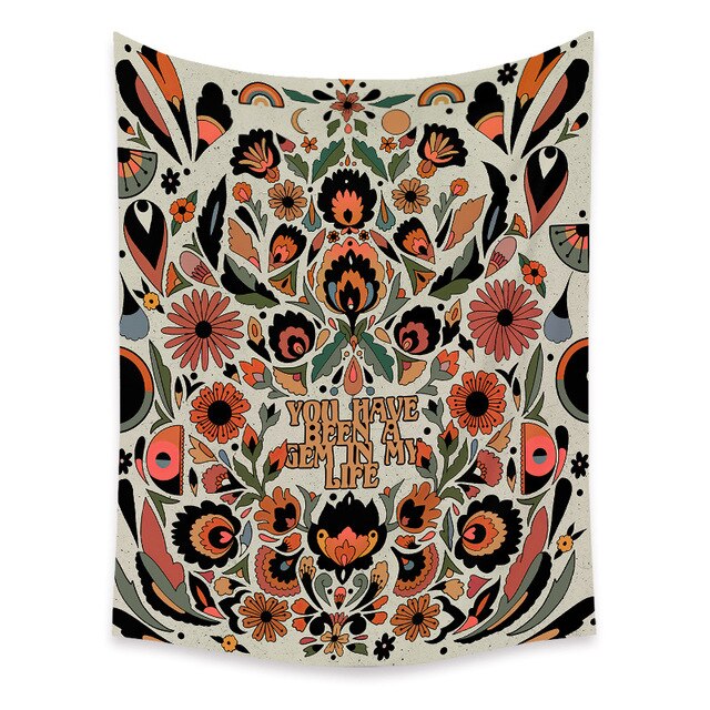 Gobeliny Czeskie Trippy Wall w stylu Hippie z kwiatową Mandala, indie gobelin ścienny abstrakcyjny, dywan artystyczny, dekoracja w stylu Boho na sofę, jogi - Wianko - 28