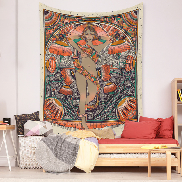 Gobeliny Czeskie Trippy Wall w stylu Hippie z kwiatową Mandala, indie gobelin ścienny abstrakcyjny, dywan artystyczny, dekoracja w stylu Boho na sofę, jogi - Wianko - 118