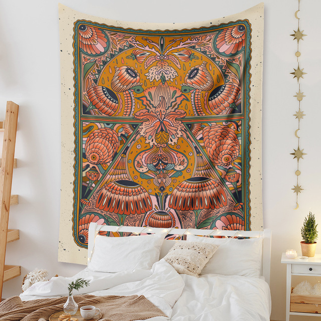 Gobeliny Czeskie Trippy Wall w stylu Hippie z kwiatową Mandala, indie gobelin ścienny abstrakcyjny, dywan artystyczny, dekoracja w stylu Boho na sofę, jogi - Wianko - 133