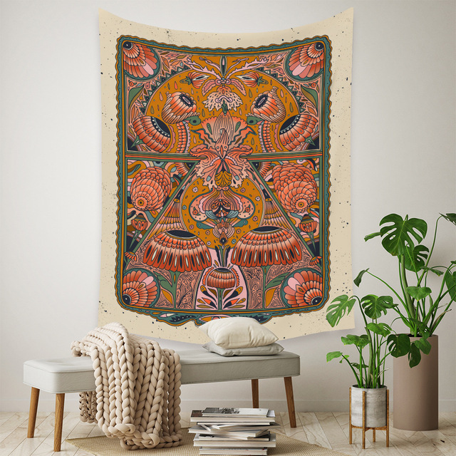 Gobeliny Czeskie Trippy Wall w stylu Hippie z kwiatową Mandala, indie gobelin ścienny abstrakcyjny, dywan artystyczny, dekoracja w stylu Boho na sofę, jogi - Wianko - 136