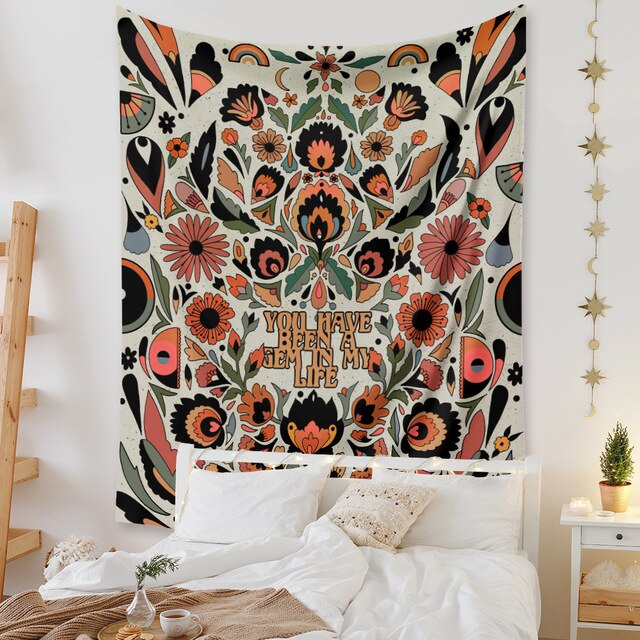 Gobeliny Czeskie Trippy Wall w stylu Hippie z kwiatową Mandala, indie gobelin ścienny abstrakcyjny, dywan artystyczny, dekoracja w stylu Boho na sofę, jogi - Wianko - 29