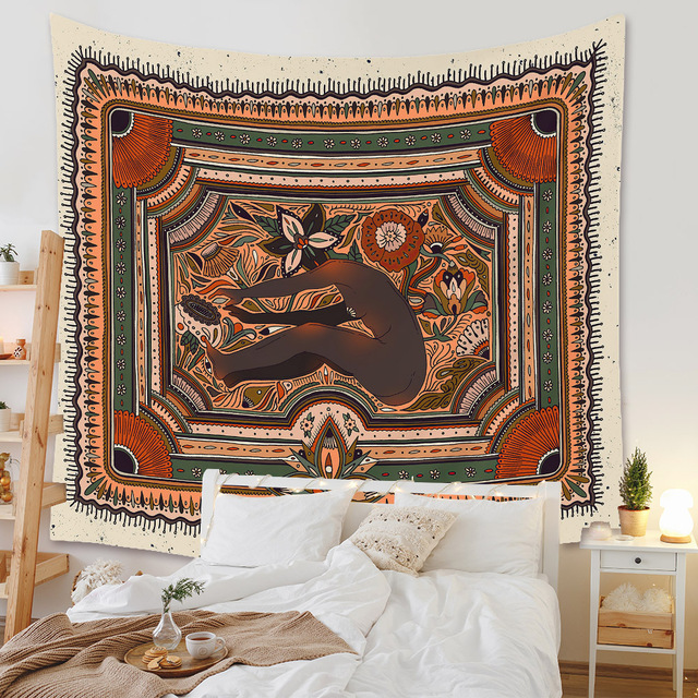 Gobeliny Czeskie Trippy Wall w stylu Hippie z kwiatową Mandala, indie gobelin ścienny abstrakcyjny, dywan artystyczny, dekoracja w stylu Boho na sofę, jogi - Wianko - 205