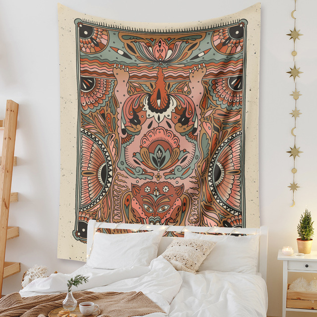 Gobeliny Czeskie Trippy Wall w stylu Hippie z kwiatową Mandala, indie gobelin ścienny abstrakcyjny, dywan artystyczny, dekoracja w stylu Boho na sofę, jogi - Wianko - 157