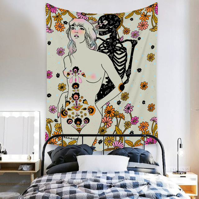 Gobeliny Czeskie Trippy Wall w stylu Hippie z kwiatową Mandala, indie gobelin ścienny abstrakcyjny, dywan artystyczny, dekoracja w stylu Boho na sofę, jogi - Wianko - 47
