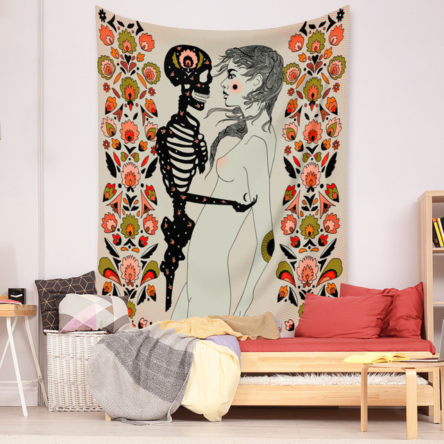 Gobeliny Czeskie Trippy Wall w stylu Hippie z kwiatową Mandala, indie gobelin ścienny abstrakcyjny, dywan artystyczny, dekoracja w stylu Boho na sofę, jogi - Wianko - 70