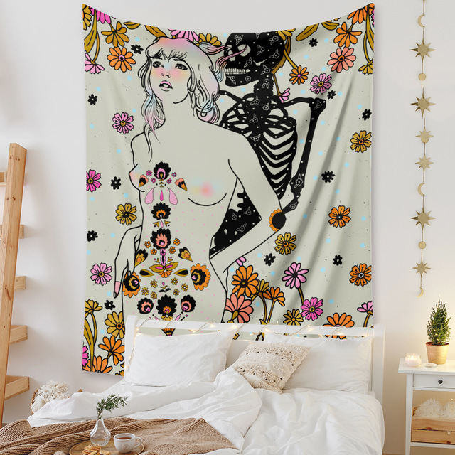 Gobeliny Czeskie Trippy Wall w stylu Hippie z kwiatową Mandala, indie gobelin ścienny abstrakcyjny, dywan artystyczny, dekoracja w stylu Boho na sofę, jogi - Wianko - 45