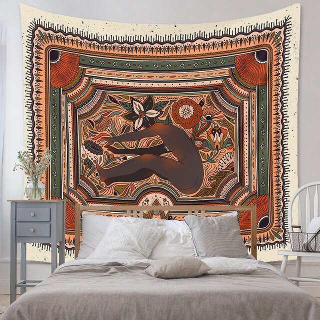Gobeliny Czeskie Trippy Wall w stylu Hippie z kwiatową Mandala, indie gobelin ścienny abstrakcyjny, dywan artystyczny, dekoracja w stylu Boho na sofę, jogi - Wianko - 206