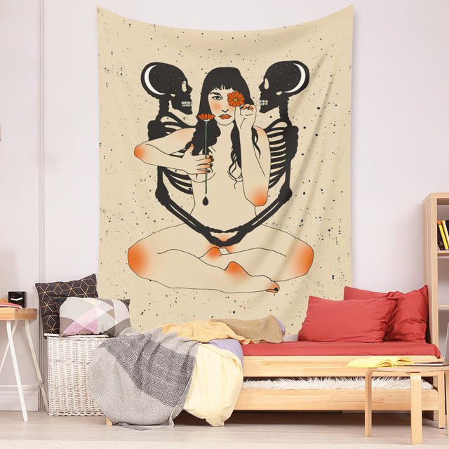 Gobeliny Czeskie Trippy Wall w stylu Hippie z kwiatową Mandala, indie gobelin ścienny abstrakcyjny, dywan artystyczny, dekoracja w stylu Boho na sofę, jogi - Wianko - 78