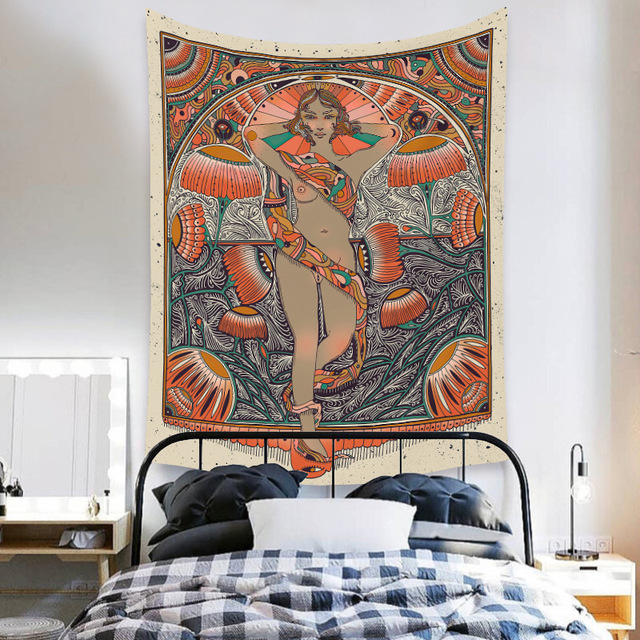 Gobeliny Czeskie Trippy Wall w stylu Hippie z kwiatową Mandala, indie gobelin ścienny abstrakcyjny, dywan artystyczny, dekoracja w stylu Boho na sofę, jogi - Wianko - 119