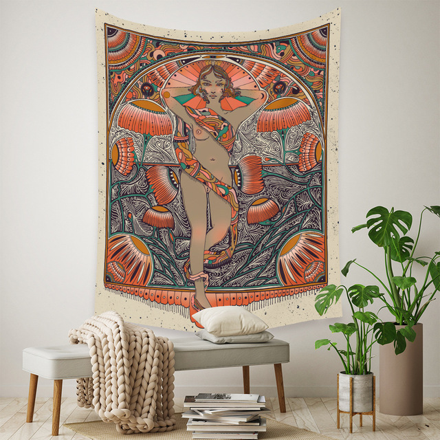 Gobeliny Czeskie Trippy Wall w stylu Hippie z kwiatową Mandala, indie gobelin ścienny abstrakcyjny, dywan artystyczny, dekoracja w stylu Boho na sofę, jogi - Wianko - 120