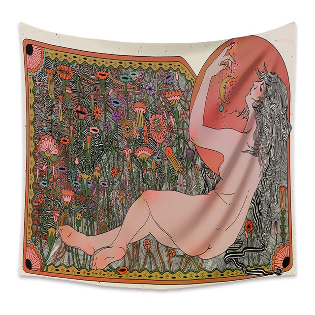 Gobeliny Czeskie Trippy Wall w stylu Hippie z kwiatową Mandala, indie gobelin ścienny abstrakcyjny, dywan artystyczny, dekoracja w stylu Boho na sofę, jogi - Wianko - 52