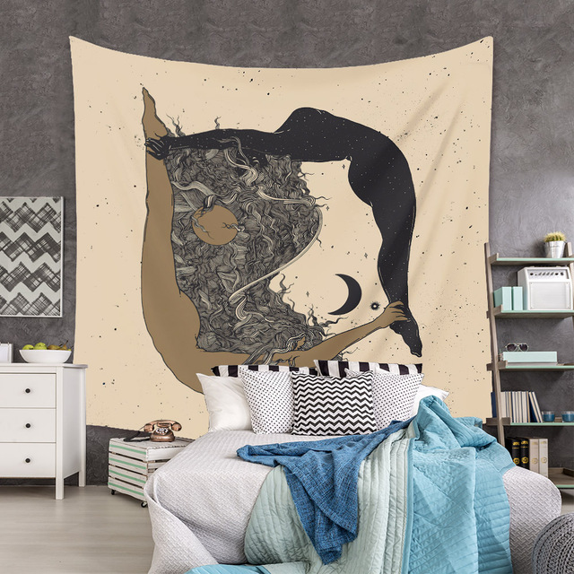 Gobeliny Czeskie Trippy Wall w stylu Hippie z kwiatową Mandala, indie gobelin ścienny abstrakcyjny, dywan artystyczny, dekoracja w stylu Boho na sofę, jogi - Wianko - 224