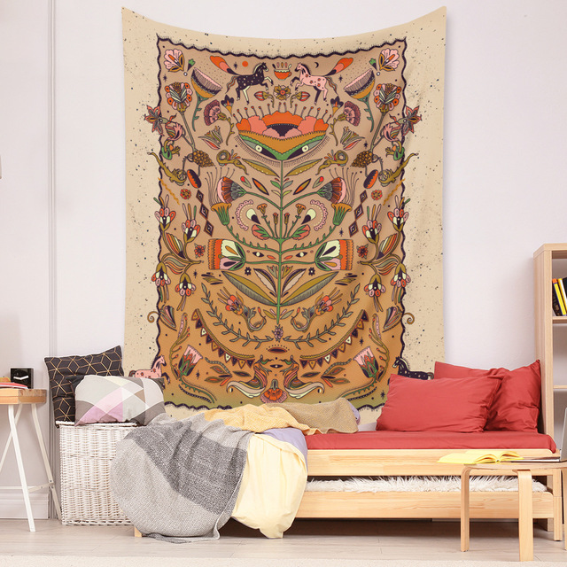 Gobeliny Czeskie Trippy Wall w stylu Hippie z kwiatową Mandala, indie gobelin ścienny abstrakcyjny, dywan artystyczny, dekoracja w stylu Boho na sofę, jogi - Wianko - 230