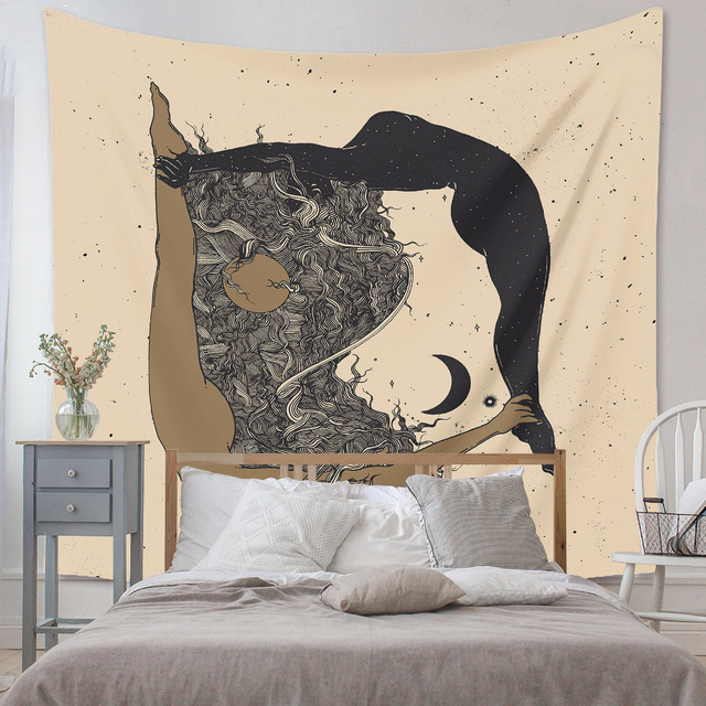 Gobeliny Czeskie Trippy Wall w stylu Hippie z kwiatową Mandala, indie gobelin ścienny abstrakcyjny, dywan artystyczny, dekoracja w stylu Boho na sofę, jogi - Wianko - 222