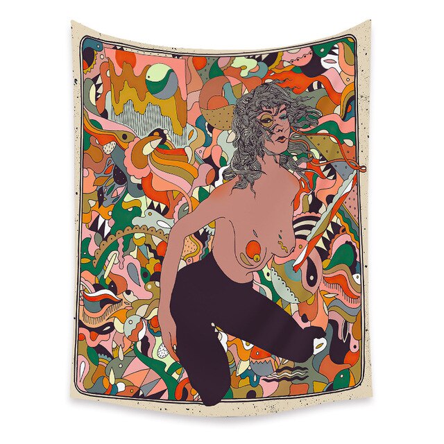 Gobeliny Czeskie Trippy Wall w stylu Hippie z kwiatową Mandala, indie gobelin ścienny abstrakcyjny, dywan artystyczny, dekoracja w stylu Boho na sofę, jogi - Wianko - 124