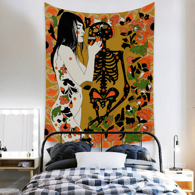 Gobeliny Czeskie Trippy Wall w stylu Hippie z kwiatową Mandala, indie gobelin ścienny abstrakcyjny, dywan artystyczny, dekoracja w stylu Boho na sofę, jogi - Wianko - 63