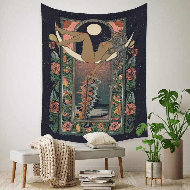 Gobeliny Czeskie Trippy Wall w stylu Hippie z kwiatową Mandala, indie gobelin ścienny abstrakcyjny, dywan artystyczny, dekoracja w stylu Boho na sofę, jogi - Wianko - 216