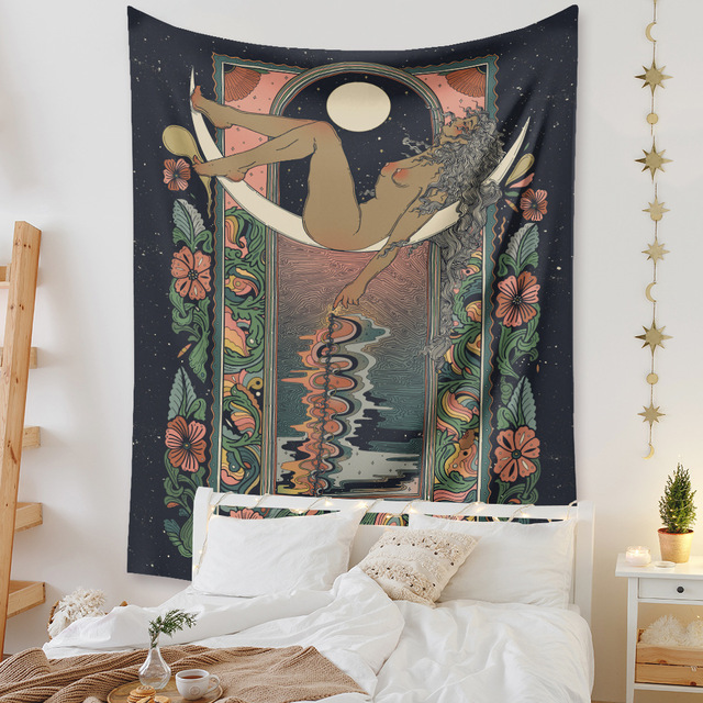 Gobeliny Czeskie Trippy Wall w stylu Hippie z kwiatową Mandala, indie gobelin ścienny abstrakcyjny, dywan artystyczny, dekoracja w stylu Boho na sofę, jogi - Wianko - 213