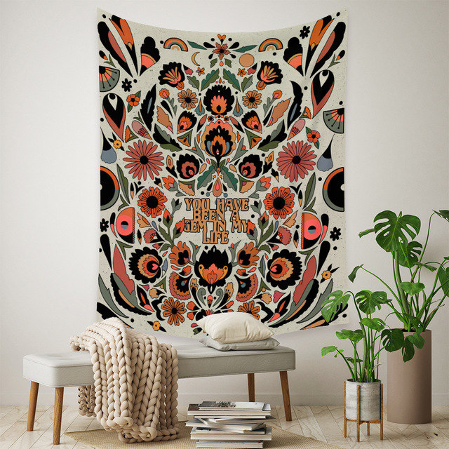Gobeliny Czeskie Trippy Wall w stylu Hippie z kwiatową Mandala, indie gobelin ścienny abstrakcyjny, dywan artystyczny, dekoracja w stylu Boho na sofę, jogi - Wianko - 32