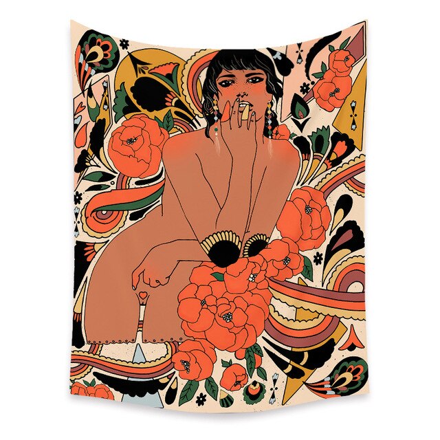 Gobeliny Czeskie Trippy Wall w stylu Hippie z kwiatową Mandala, indie gobelin ścienny abstrakcyjny, dywan artystyczny, dekoracja w stylu Boho na sofę, jogi - Wianko - 36