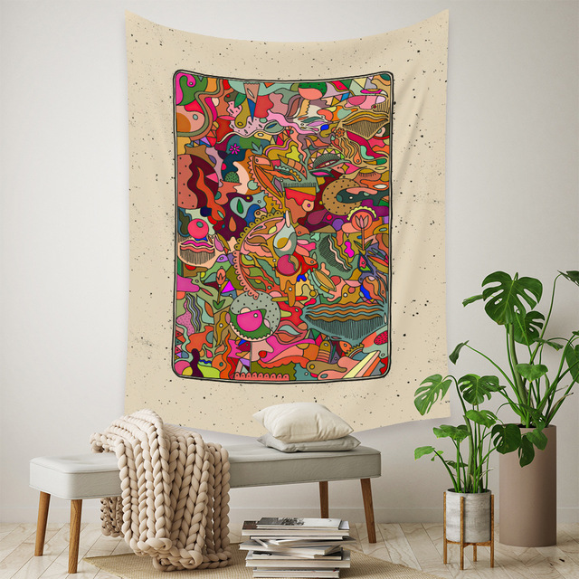 Gobeliny Czeskie Trippy Wall w stylu Hippie z kwiatową Mandala, indie gobelin ścienny abstrakcyjny, dywan artystyczny, dekoracja w stylu Boho na sofę, jogi - Wianko - 152