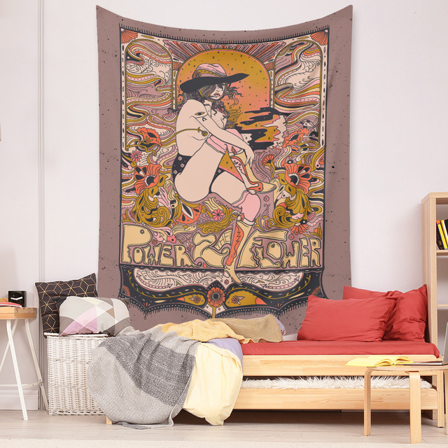 Gobeliny Czeskie Trippy Wall w stylu Hippie z kwiatową Mandala, indie gobelin ścienny abstrakcyjny, dywan artystyczny, dekoracja w stylu Boho na sofę, jogi - Wianko - 86