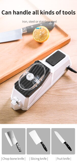 Nowa biała elektryczna ostrzałka do noży USB Recharge - narzędzie kuchenne, specjalna ostrzałka dla kucharzy, nożyczki kuchenne - Wianko - 6