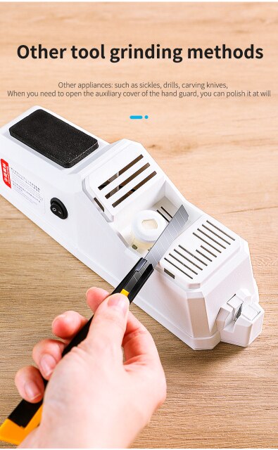 Nowa biała elektryczna ostrzałka do noży USB Recharge - narzędzie kuchenne, specjalna ostrzałka dla kucharzy, nożyczki kuchenne - Wianko - 9