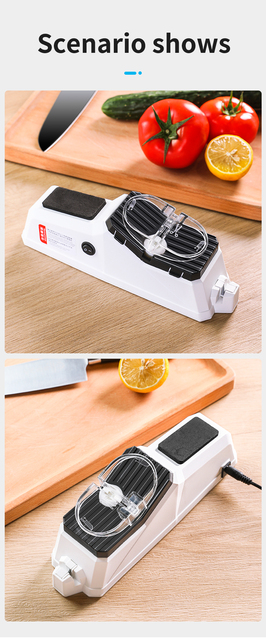 Nowa biała elektryczna ostrzałka do noży USB Recharge - narzędzie kuchenne, specjalna ostrzałka dla kucharzy, nożyczki kuchenne - Wianko - 27