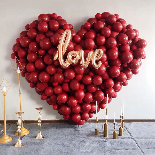 30 sztuk rubinowo czerwonych balonów - złote, czerwone, srebrne balony do konfetti, chromowane, metalowe, lateksowe balony - dekoracja ślubna, urodzinowa - Wianko - 3
