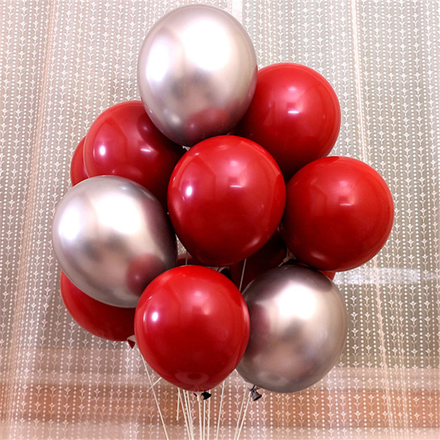 30 sztuk rubinowo czerwonych balonów - złote, czerwone, srebrne balony do konfetti, chromowane, metalowe, lateksowe balony - dekoracja ślubna, urodzinowa - Wianko - 9