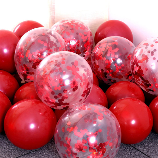 30 sztuk rubinowo czerwonych balonów - złote, czerwone, srebrne balony do konfetti, chromowane, metalowe, lateksowe balony - dekoracja ślubna, urodzinowa - Wianko - 12