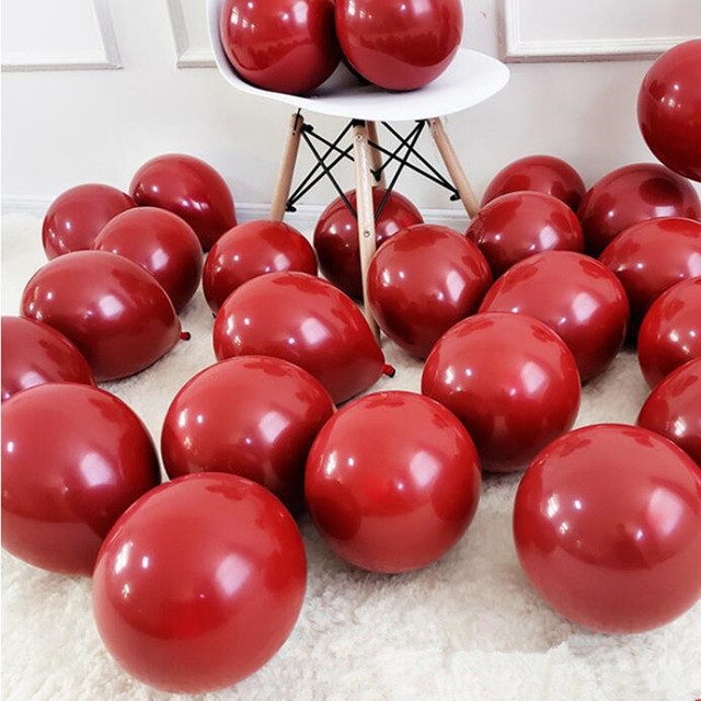 30 sztuk rubinowo czerwonych balonów - złote, czerwone, srebrne balony do konfetti, chromowane, metalowe, lateksowe balony - dekoracja ślubna, urodzinowa - Wianko - 1